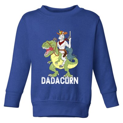 Dadacorn Cow Unicorn Dad Riding Dinosaur Trex Sheriff Gift Toddler Sweatshirt
