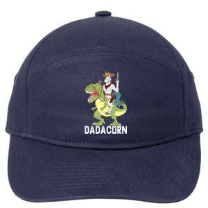 Dadacorn Cow Unicorn Dad Riding Dinosaur Trex Sheriff Gift 7-Panel Snapback Hat