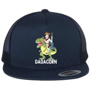 Dadacorn Cow Unicorn Dad Riding Dinosaur Trex Sheriff Gift Flat Bill Trucker Hat