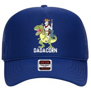 Dadacorn Cow Unicorn Dad Riding Dinosaur Trex Sheriff Gift High Crown Mesh Back Trucker Hat