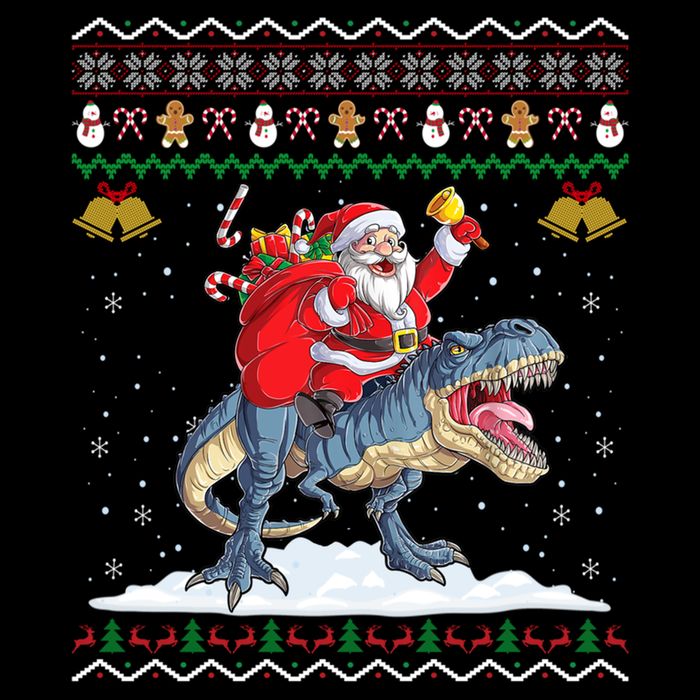 Dinosaur Christmas Ugly Xmas Santa Claus Riding Dinosaur Funny Gift Impact Tech Backpack