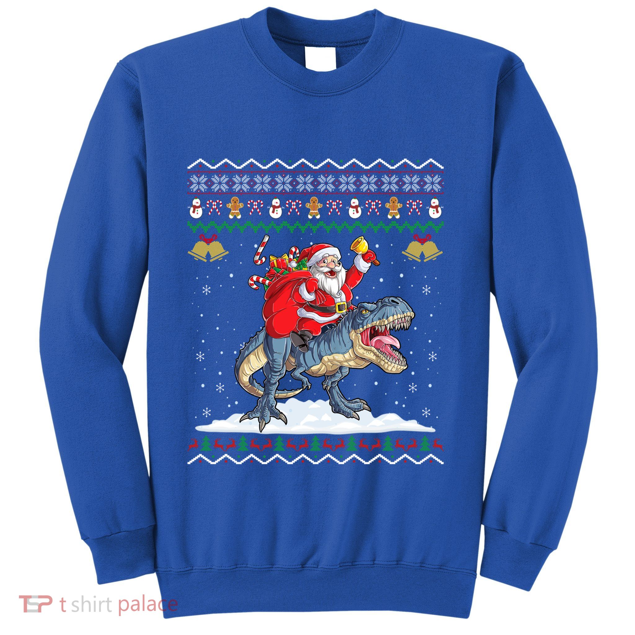 Dinosaur Christmas Ugly Xmas Santa Claus Riding Dinosaur Funny Gift Sweatshirt