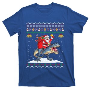 Dinosaur Christmas Ugly Xmas Santa Claus Riding Dinosaur Funny Gift T-Shirt