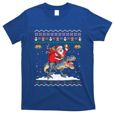 Dinosaur Christmas Ugly Xmas Santa Claus Riding Dinosaur Funny Gift T-Shirt