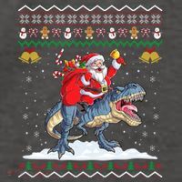 Dinosaur Christmas Ugly Xmas Santa Claus Riding Dinosaur Funny Gift Vector Backpack