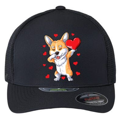 Dabbing Corgi Valentines Day Heart Dog Lovers Love Gift Flexfit Unipanel Trucker Cap