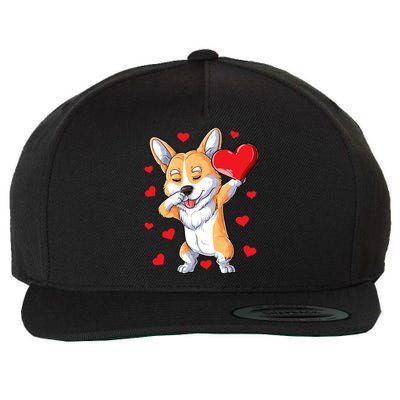 Dabbing Corgi Valentines Day Heart Dog Lovers Love Gift Wool Snapback Cap