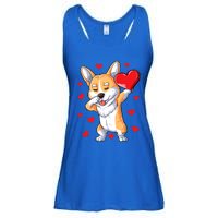 Dabbing Corgi Valentines Day Heart Dog Lovers Love Gift Ladies Essential Flowy Tank