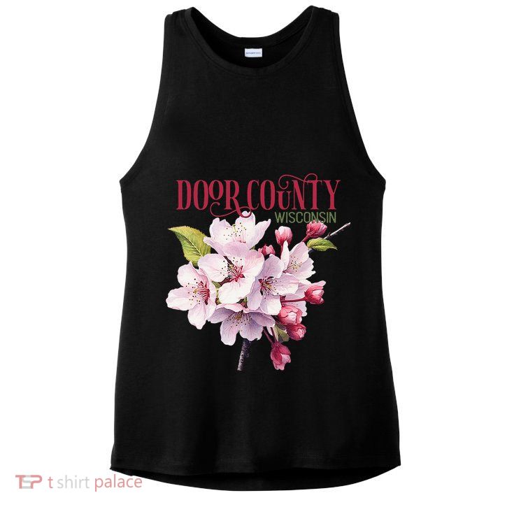 Door County Wisconsin Cherry Blossoms Festival Cherries Ladies PosiCharge Tri-Blend Wicking Tank