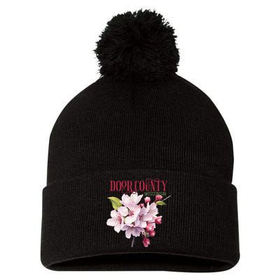 Door County Wisconsin Cherry Blossoms Festival Cherries Pom Pom 12in Knit Beanie