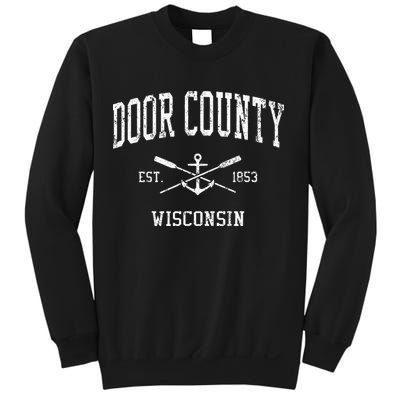 Door County Wi Vintage Crossed Oars & Boat Anchor Sports Sweatshirt