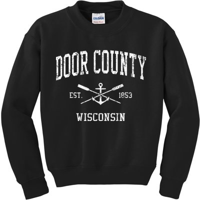 Door County Wi Vintage Crossed Oars & Boat Anchor Sports Kids Sweatshirt
