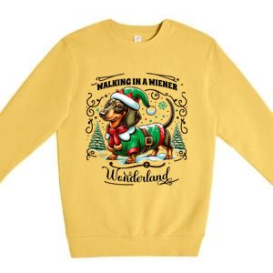 Dachshund Christmas Walking In A Wiener Wonderland Cute Dog Meaningful Gift Premium Crewneck Sweatshirt