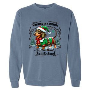 Dachshund Christmas Walking In A Wiener Wonderland Cute Dog Meaningful Gift Garment-Dyed Sweatshirt