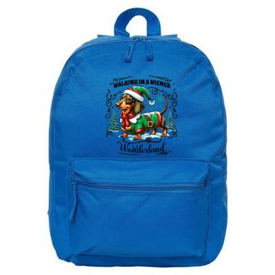 Dachshund Christmas Walking In A Wiener Wonderland Cute Dog Meaningful Gift 16 in Basic Backpack