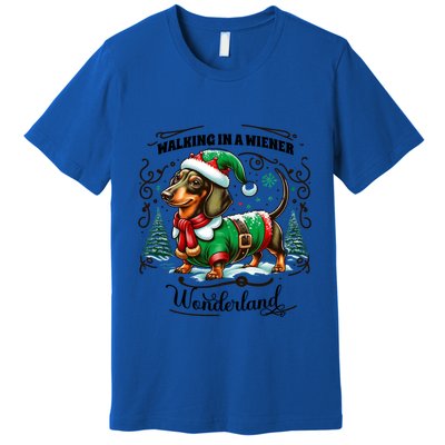 Dachshund Christmas Walking In A Wiener Wonderland Cute Dog Meaningful Gift Premium T-Shirt
