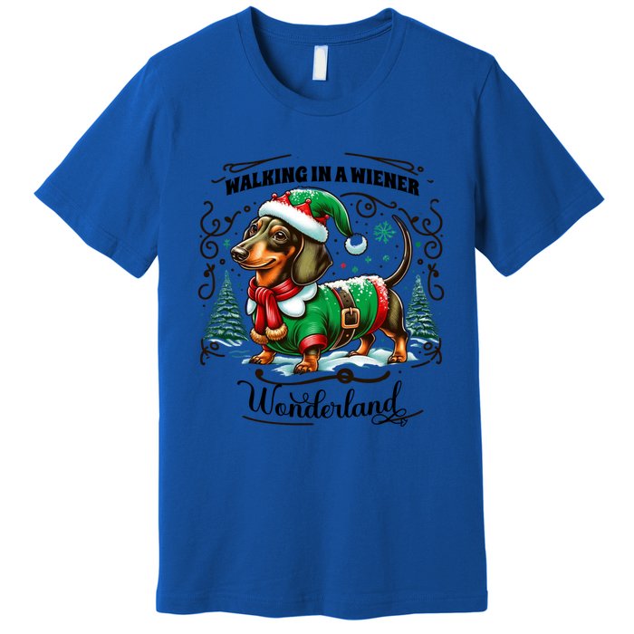 Dachshund Christmas Walking In A Wiener Wonderland Cute Dog Meaningful Gift Premium T-Shirt