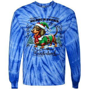 Dachshund Christmas Walking In A Wiener Wonderland Cute Dog Meaningful Gift Tie-Dye Long Sleeve Shirt