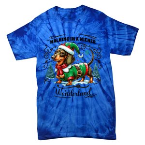 Dachshund Christmas Walking In A Wiener Wonderland Cute Dog Meaningful Gift Tie-Dye T-Shirt