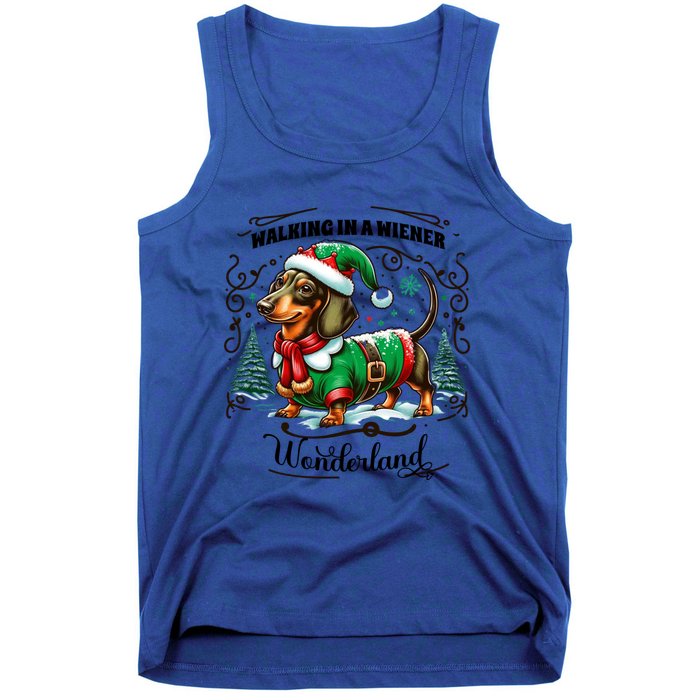 Dachshund Christmas Walking In A Wiener Wonderland Cute Dog Meaningful Gift Tank Top