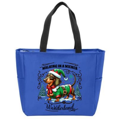 Dachshund Christmas Walking In A Wiener Wonderland Cute Dog Meaningful Gift Zip Tote Bag