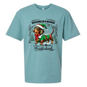 Dachshund Christmas Walking In A Wiener Wonderland Cute Dog Meaningful Gift Sueded Cloud Jersey T-Shirt