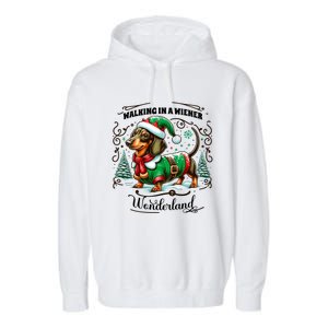 Dachshund Christmas Walking In A Wiener Wonderland Cute Dog Meaningful Gift Garment-Dyed Fleece Hoodie