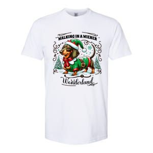 Dachshund Christmas Walking In A Wiener Wonderland Cute Dog Meaningful Gift Softstyle CVC T-Shirt