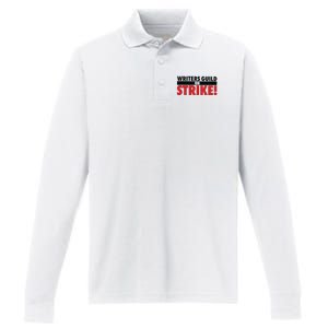 Damien Chazelle Writers Guild On Strike Performance Long Sleeve Polo