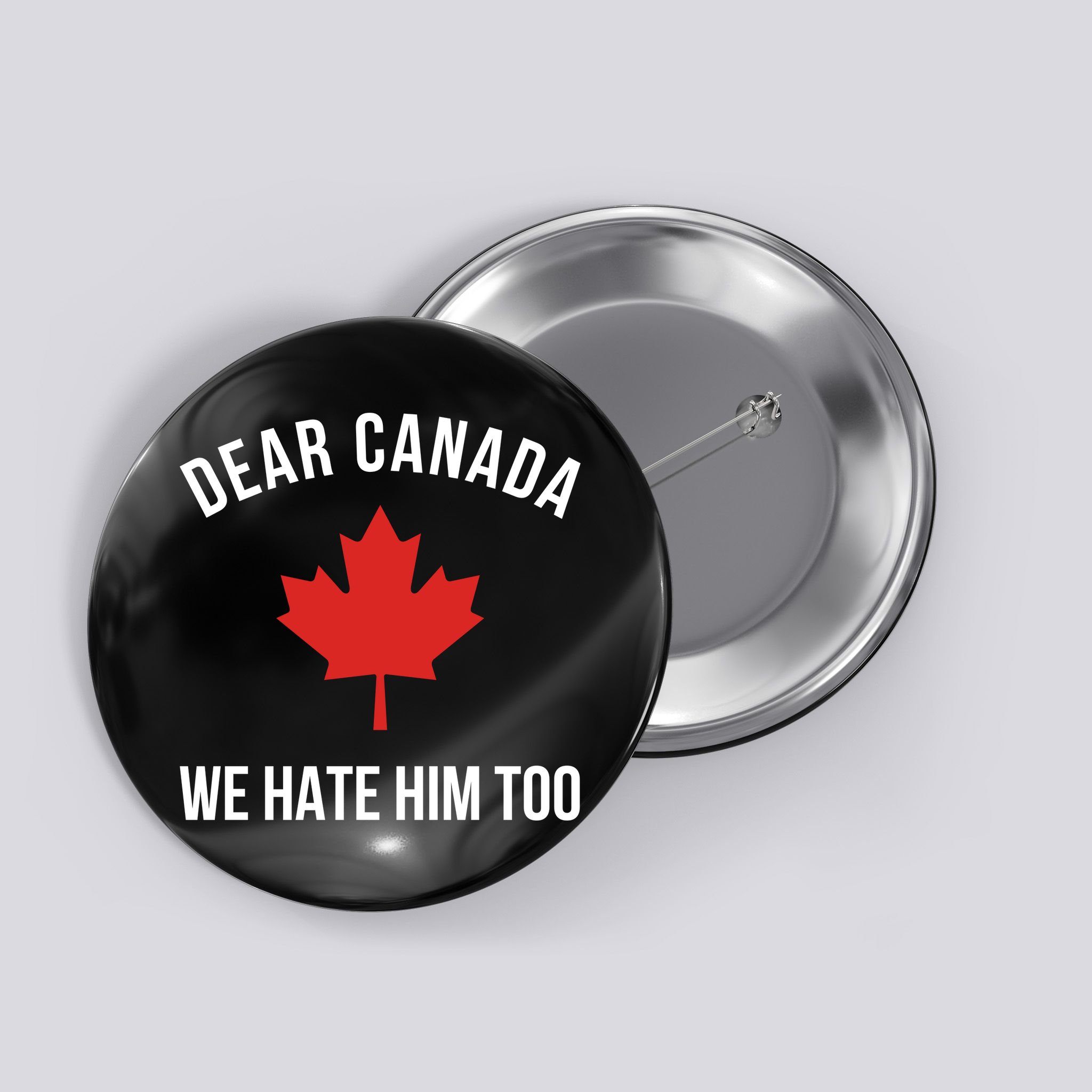 Dear Canada We Hate Him Too Button