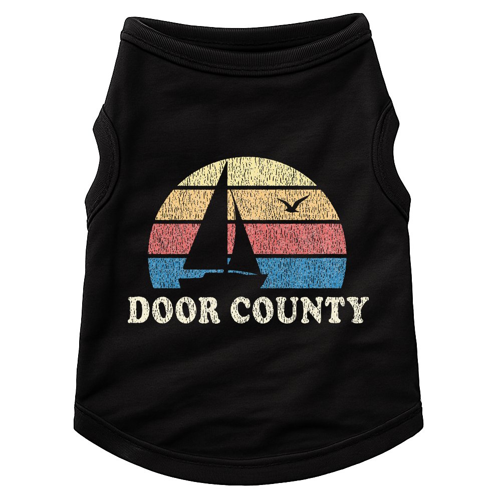 Door County Wi Vintage Sailboat 70s Throwback Sunset Doggie Tank