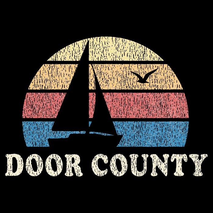 Door County Wi Vintage Sailboat 70s Throwback Sunset Doggie Tank