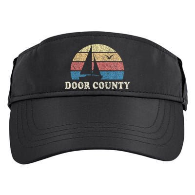 Door County Wi Vintage Sailboat 70s Throwback Sunset Adult Drive Performance Visor