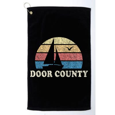 Door County Wi Vintage Sailboat 70s Throwback Sunset Golf Towel