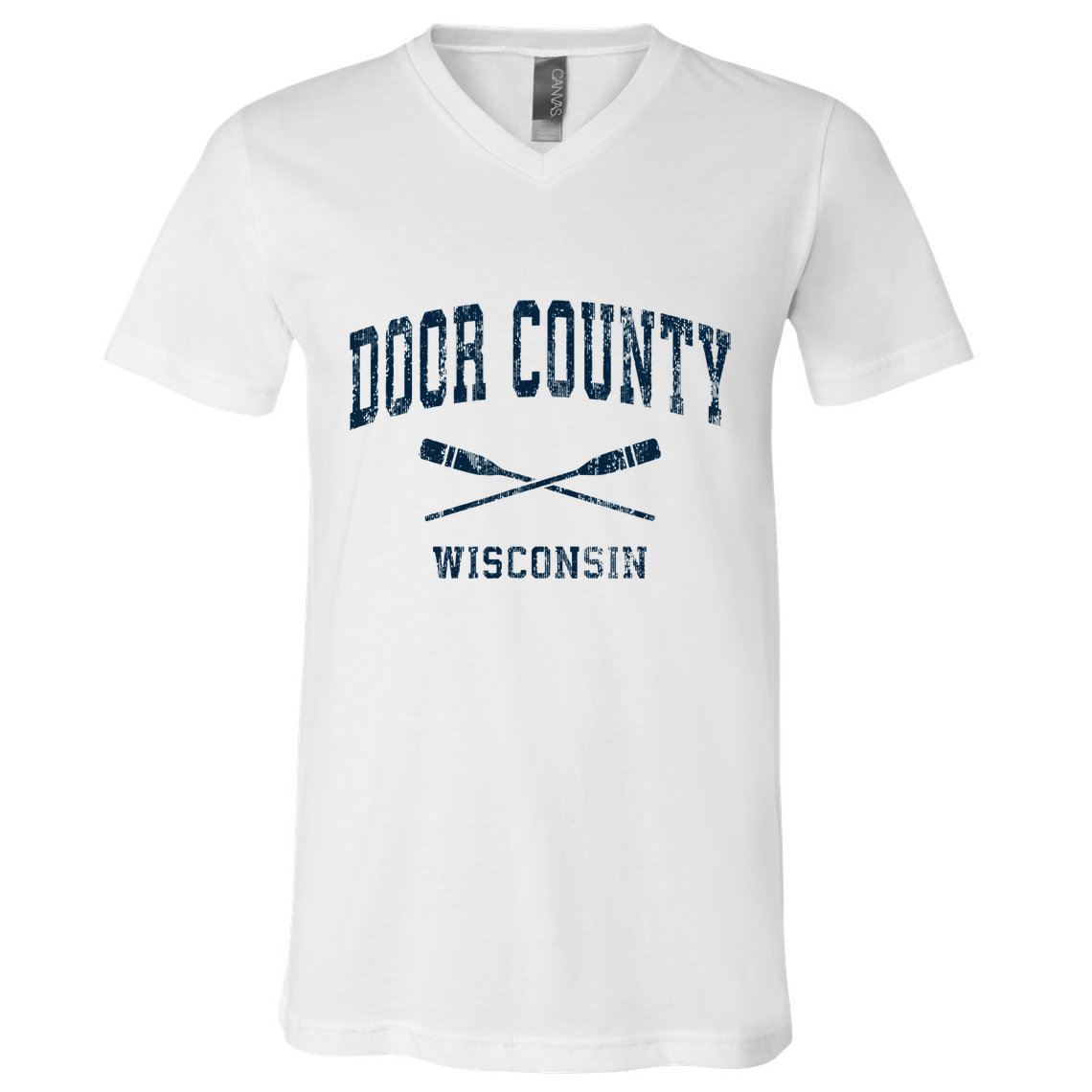 Door County Wisconsin Vintage Nautical Paddles Sports Oars V-Neck T-Shirt