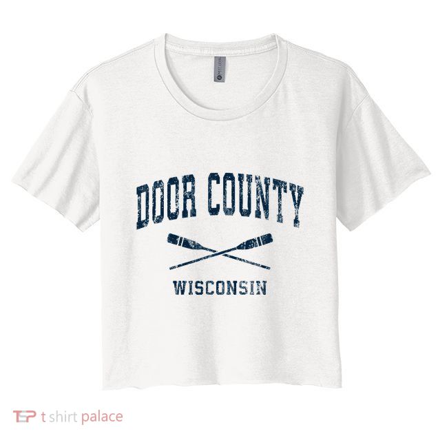 Door County Wisconsin Vintage Nautical Paddles Sports Oars Crop Top