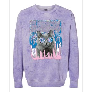 Dazed Cat With Glasses Colorblast Crewneck Sweatshirt