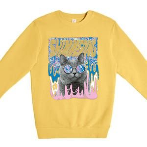 Dazed Cat With Glasses Premium Crewneck Sweatshirt