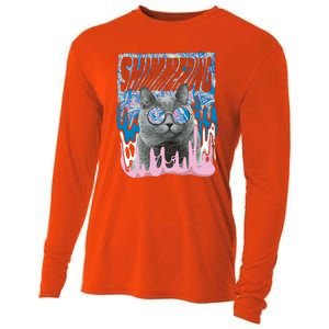 Dazed Cat With Glasses Cooling Performance Long Sleeve Crew