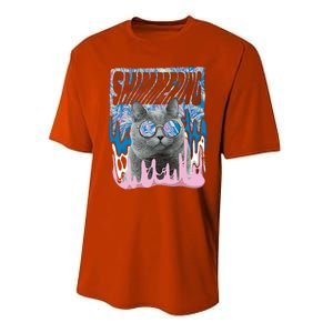 Dazed Cat With Glasses Performance Sprint T-Shirt