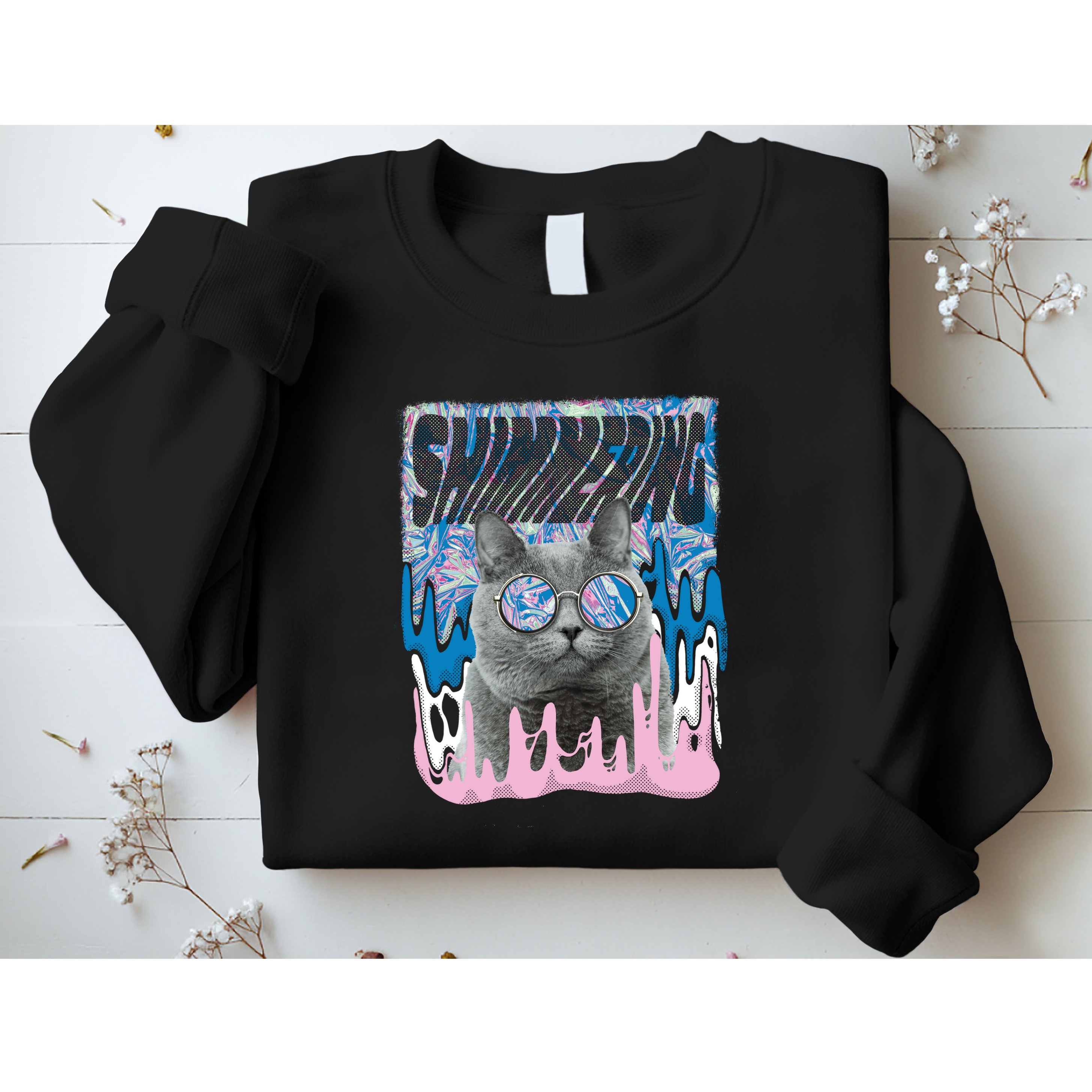 Dazed Cat With Glasses Sweatshirt