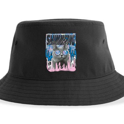 Dazed Cat With Glasses Sustainable Bucket Hat