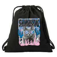 Dazed Cat With Glasses Drawstring Bag