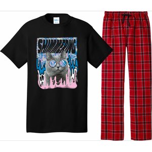 Dazed Cat With Glasses Pajama Set