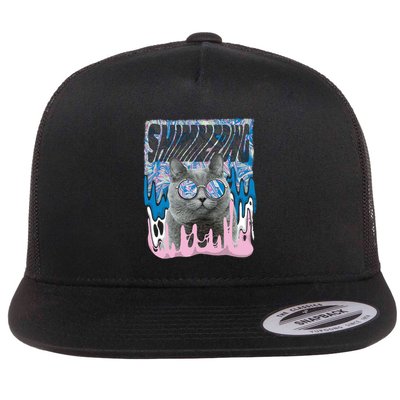 Dazed Cat With Glasses Flatbill Hat
