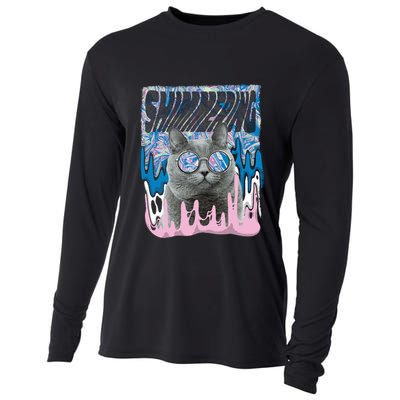 Dazed Cat With Glasses Cooling Performance Long Sleeve Crew