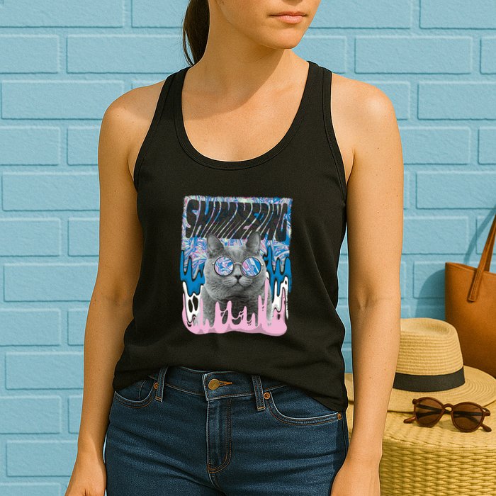 Dazed Cat With Glasses Womens Tank Top