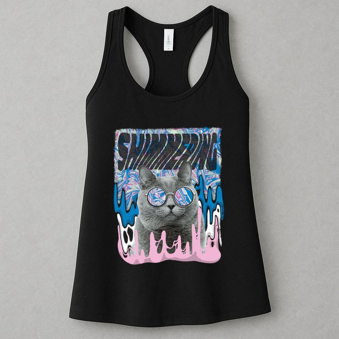 Dazed Cat With Glasses Womens Tank Top