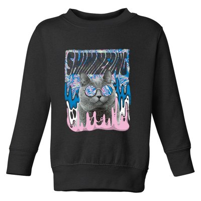 Dazed Cat With Glasses Toddler Sweatshirt