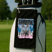 Dazed Cat With Glasses Golf Towel